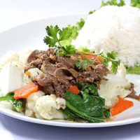 riz nature boeuf sauté